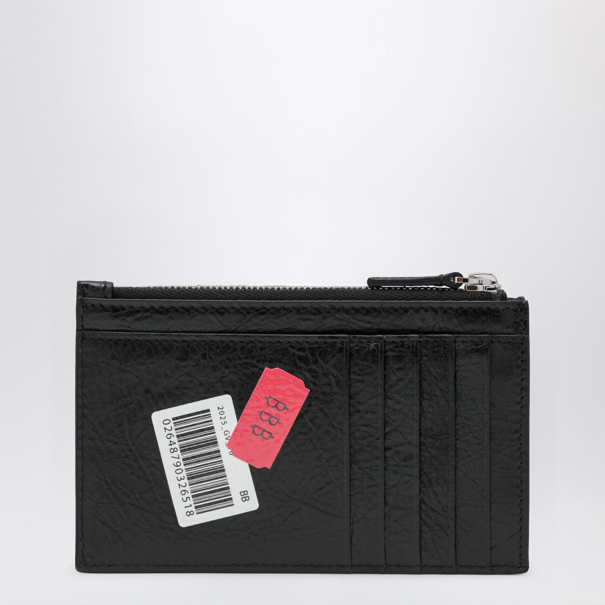 Porte-cartes Balenciaga noir en cuir Arena