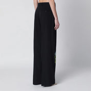 Stella McCartney Black wool trousers with floral embroidery
