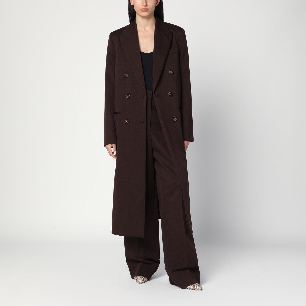 Manteau croisé en laine prune Stella McCartney