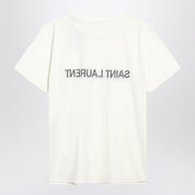 T-shirt col rond en coton blanc Saint Laurent