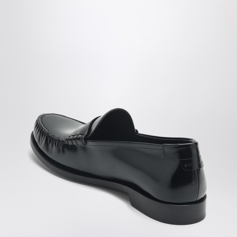 Mocassins en cuir verni noir Saint Laurent
