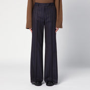 Blue wool‑blend pinstripe trousers — QUELLEDUE