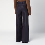 Blue wool‑blend pinstripe trousers — QUELLEDUE