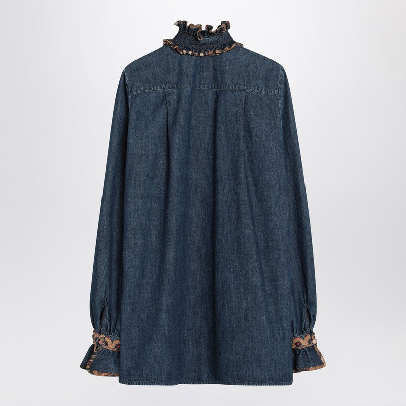 Valentino Blue denim blouse with embroidered edges
