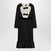 Valentino Black midi wool dress with bows