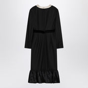 Valentino Black midi wool dress with bows