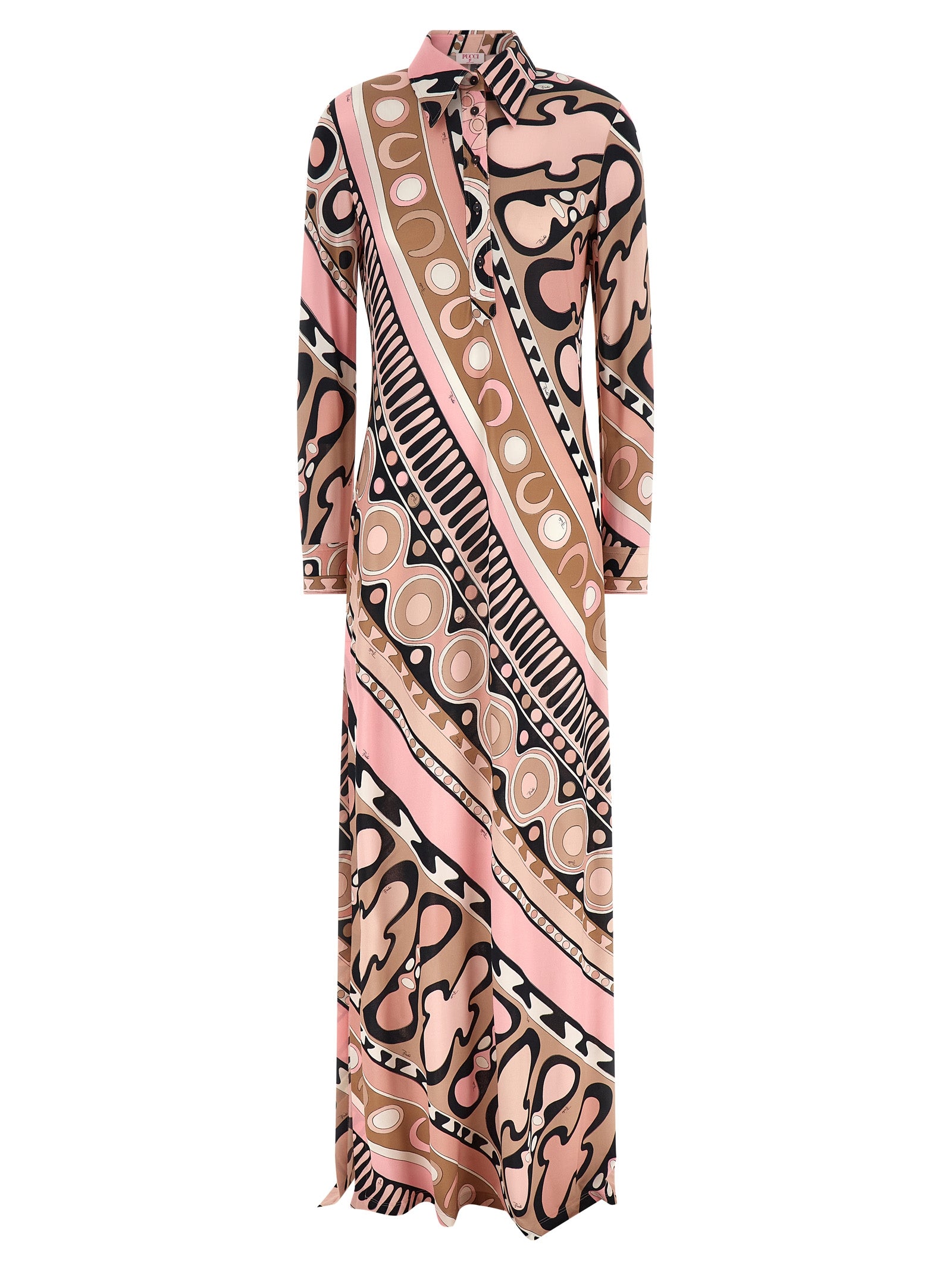 Emilio Pucci Soleil Print Chemisier Dress — Pink Maxi