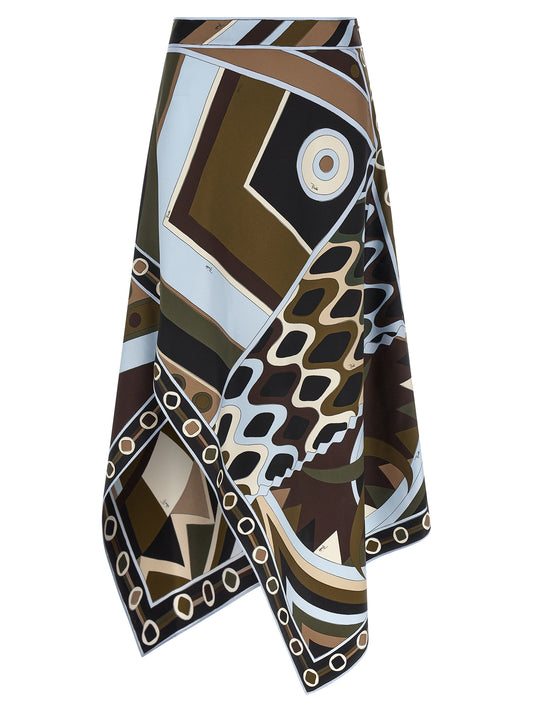Emilio Pucci Vivara Skirt — Silk Midi Skirt, Green