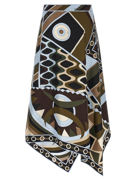 Emilio Pucci Vivara Skirt — Silk Midi Skirt, Green