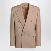 Valentino Double-breasted jacket in light camel virgin wool