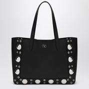 Valentino Garavani Black media shopping bag in leather