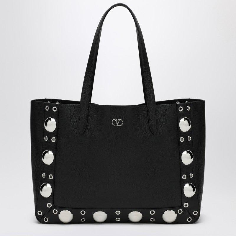 Valentino Garavani Black media shopping bag in leather