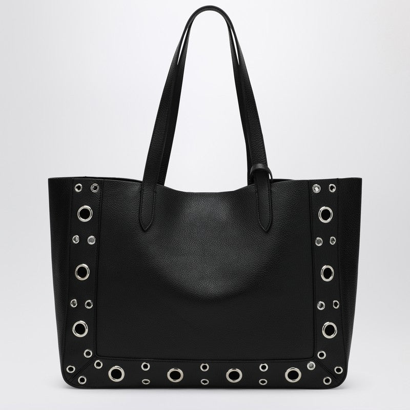 Valentino Garavani Black media shopping bag in leather