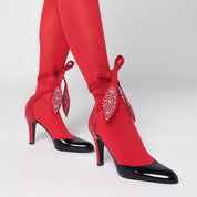 Décolleté Foliefoliage noir et rouge Valentino Garavani en cuir