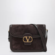 Valentino Garavani 9TO5 bag in dark brown leather and suede