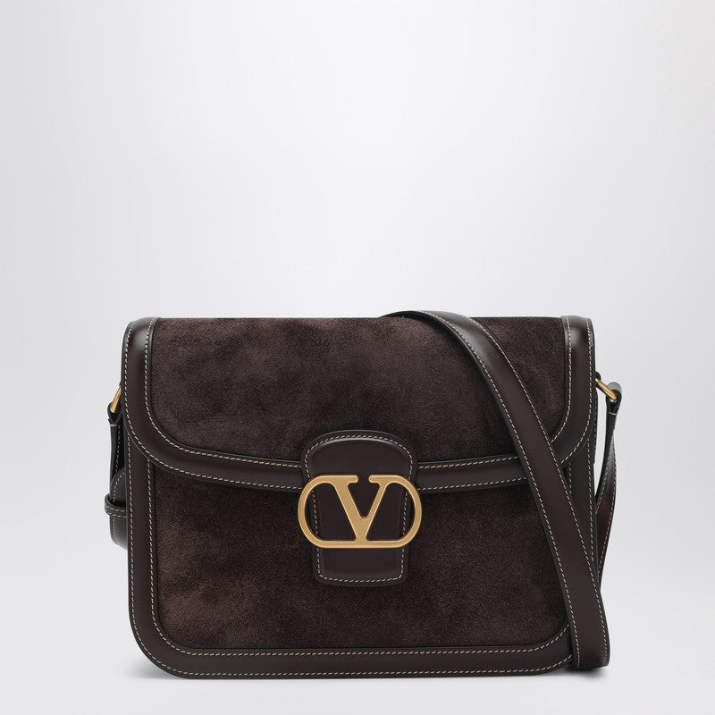 Valentino Garavani 9TO5 bag in dark brown leather and suede
