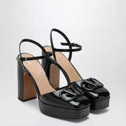 Valentino Garavani Vlogo Signature black leather sandals