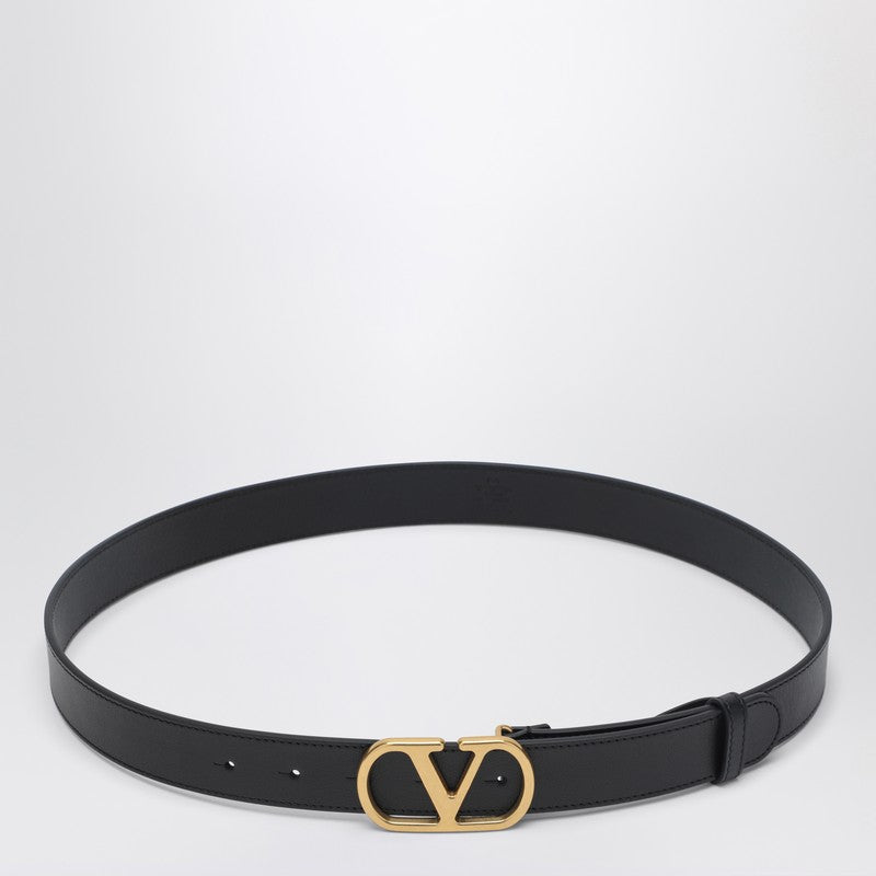 Valentino Garavani Vlogo Signature Black Belt in Calfskin