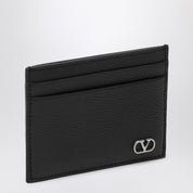 Porte-cartes Valentino Garavani Vlogo Signature en cuir de veau noir
