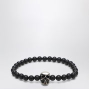 Alexander McQueen Skull bracelet with black pearls
