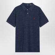 Polo Ralph Lauren Navy mélange cotton Custom Slim-Fit polo shirt