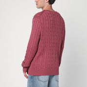 Pull en maille torsadée en coton couleur jus de prune Polo Ralph Lauren