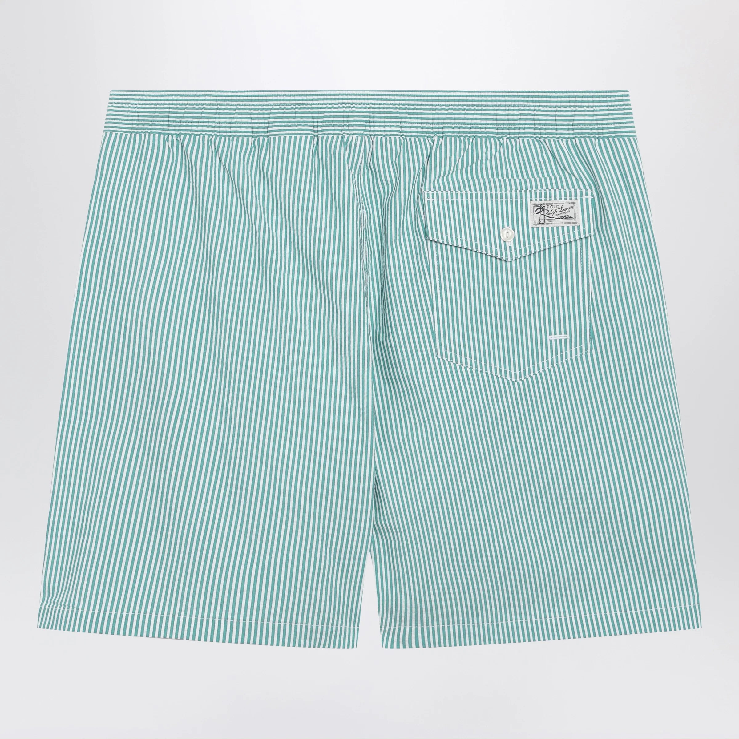 Polo Ralph Lauren Traveler striped white/green seersucker swim shorts