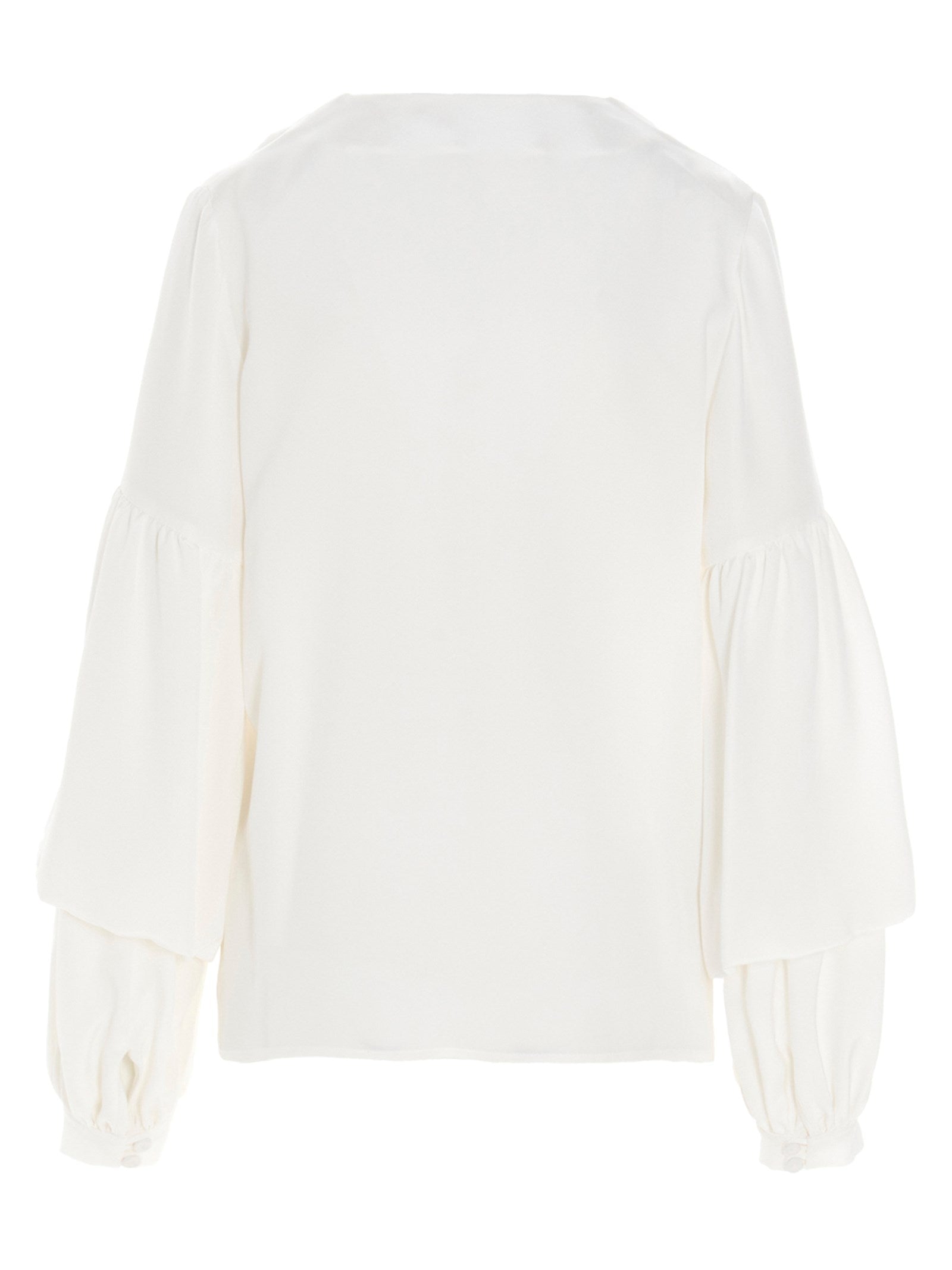 Di.la3 Pari' Puff-Sleeve Silk Shirt — White, SS25