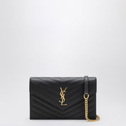 Saint Laurent Cassandre Envelope chain clutch bag in black leather