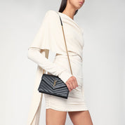 Saint Laurent Cassandre Envelope chain clutch bag in black leather