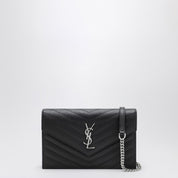 Pochette à chaîne Enveloppe Cassandre de Saint Laurent en cuir noir