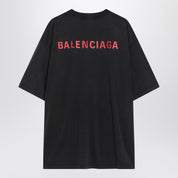 T-shirt Balenciaga Back Medium Fit en coton noir délavé