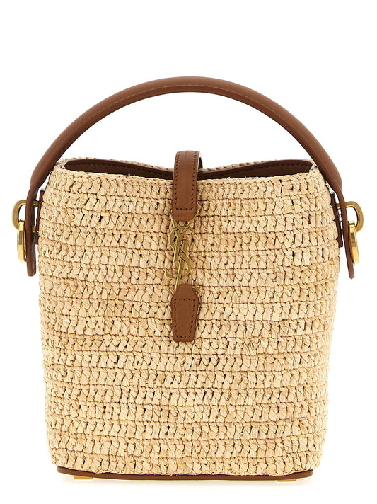 Saint Laurent Le 37 Mini Bucket Bag — Raffia Beige