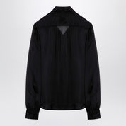 Chemise en soie noire Saint Laurent avec détail nœud