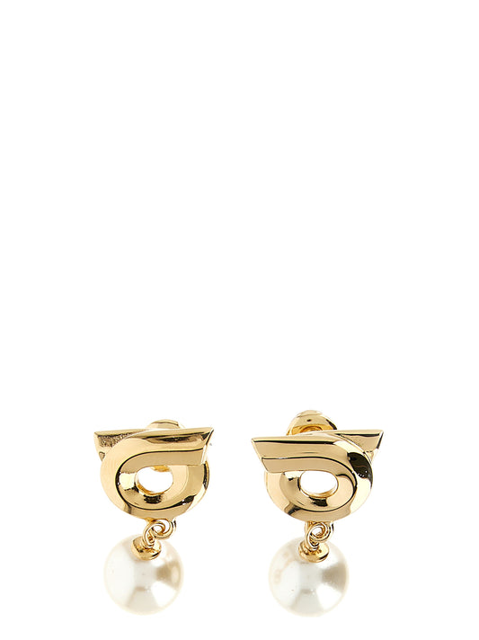 Ferragamo Newgan Earrings — Gold Pearl Jewellery