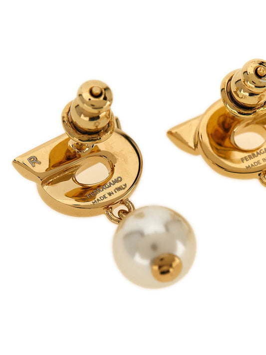 Ferragamo Newgan Earrings — Gold Pearl Jewellery