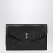 Saint Laurent Cassandre large Envelope clutch bag in black lamb leather