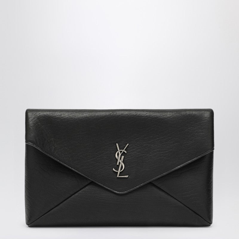 Saint Laurent Cassandre large Envelope clutch bag in black lamb leather