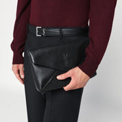 Saint Laurent Cassandre large Envelope clutch bag in black lamb leather