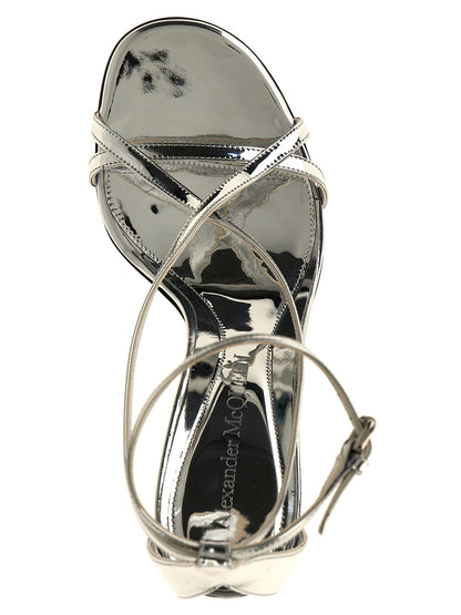Alexander McQueen Armadillo Sandals — Silver 11cm Heel