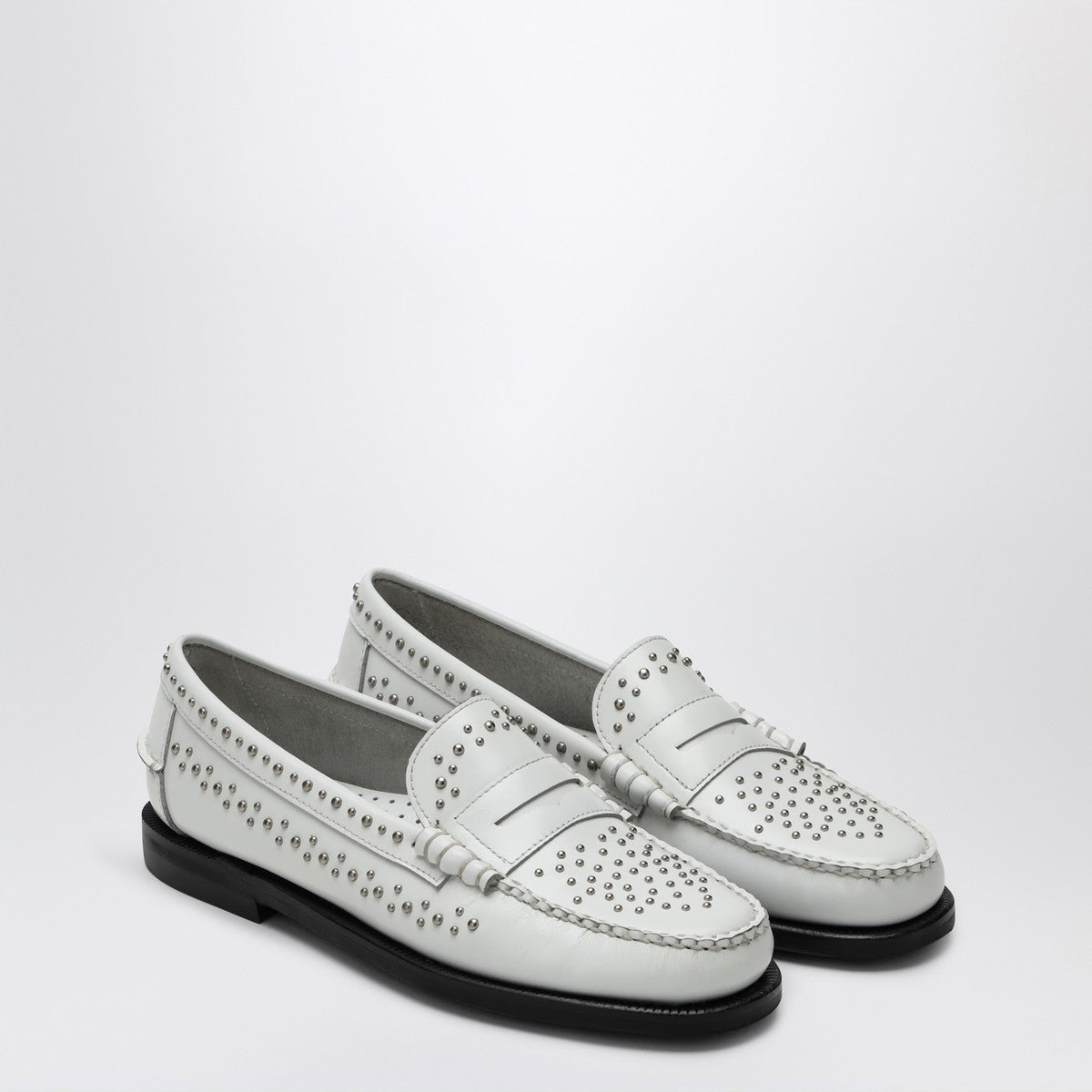 Sebago Classic Dan Loafer — White Leather Studded Loafers