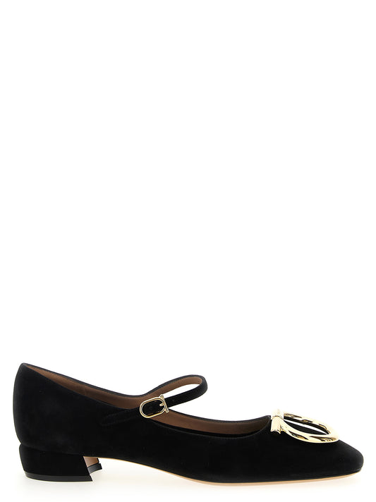 Ferragamo Mary Jane Marry 2 Flat Shoes — Black Suede
