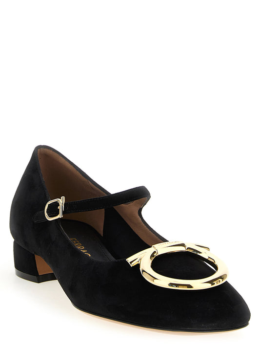 Ferragamo Mary Jane Marry 2 Flat Shoes — Black Suede