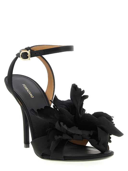 Ferragamo Ghilly Sandals — Women's Satin Stiletto (Black)