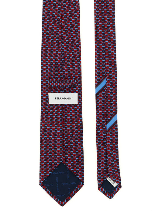 Ferragamo Gancini Print Tie — Silk 8cm Blade