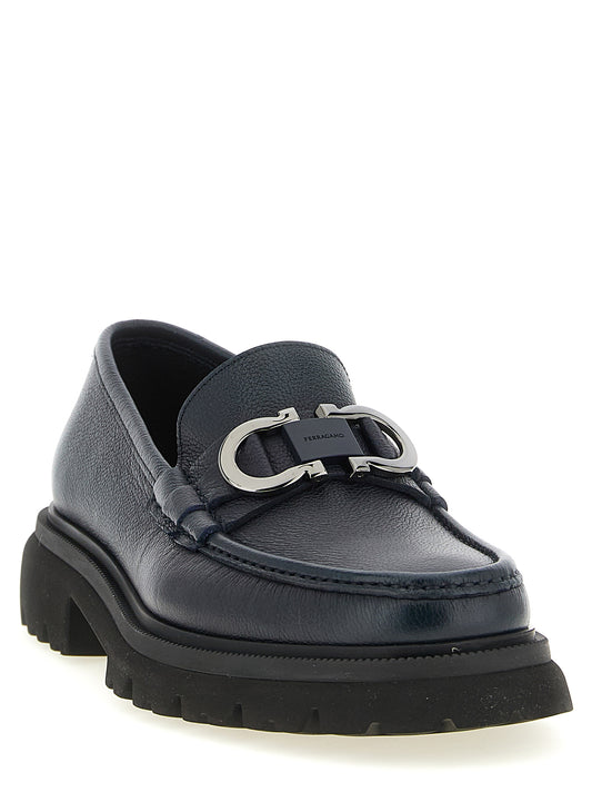Ferragamo Cocoon Loafers — Men's Blue Moccasins