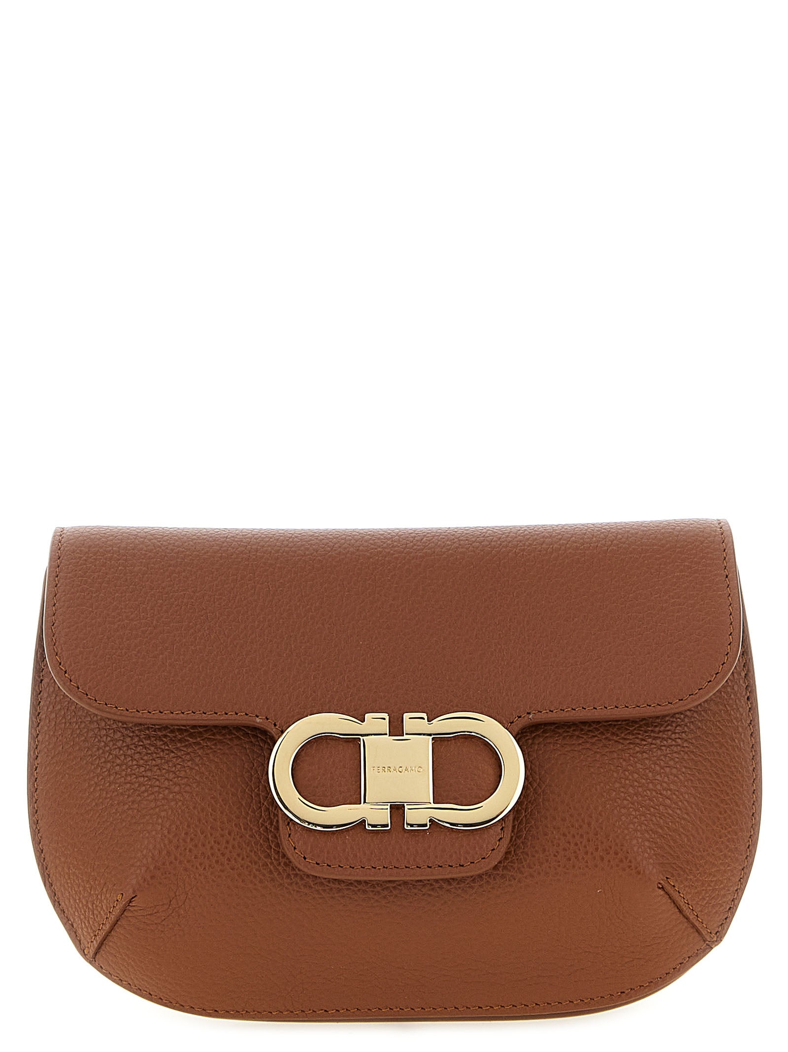 Ferragamo Double Gancini Mini Crossbody Bag — Brown, €990