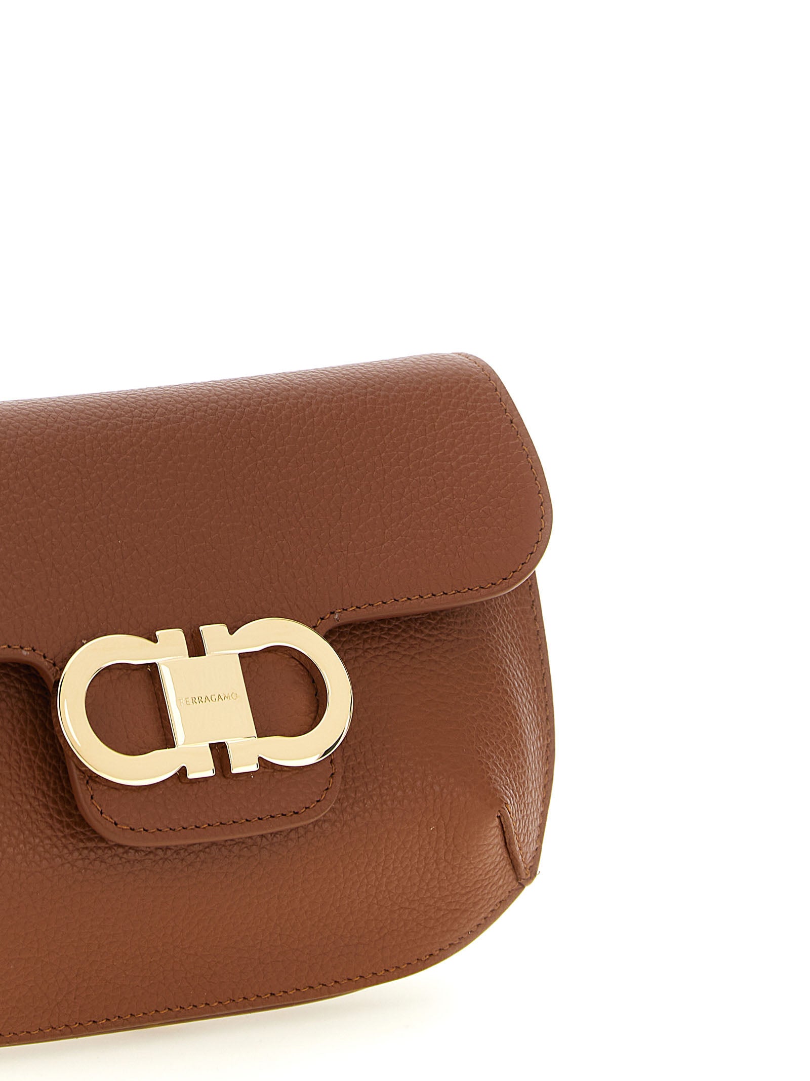 Ferragamo Double Gancini Mini Crossbody Bag — Brown, €990