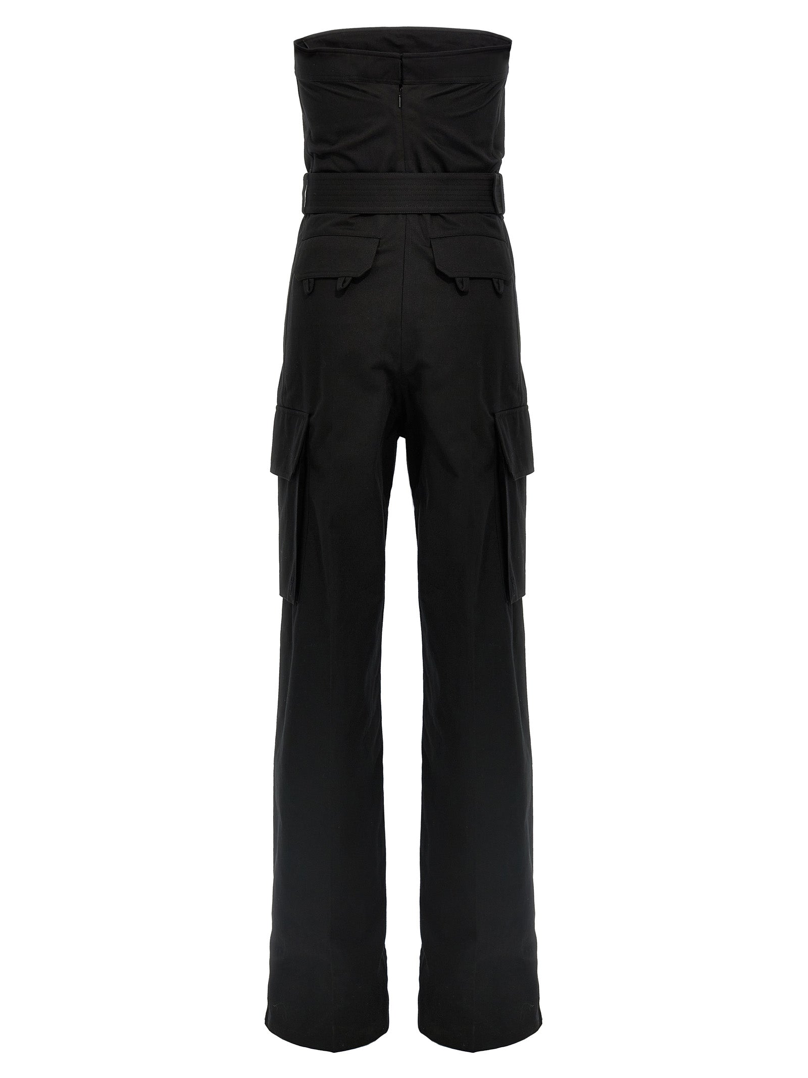 Saint Laurent Cassandre Bustier Jumpsuit — Black Jumpsuits
