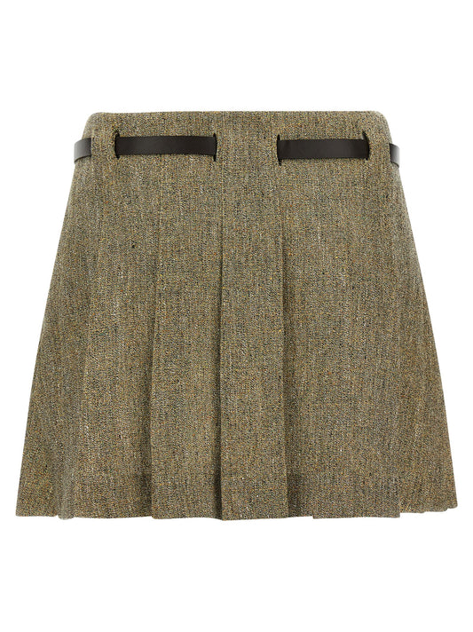 Ferragamo Gancini Belt Skirt — Women's Linen Mini